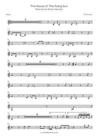 The Animals The House Of The Rising Sun score for Flute