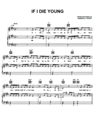 The Band Perry If I Die Young score for Piano