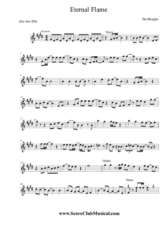 The Bangles Eternal Flame score for Alto Saxophone