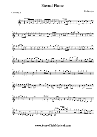 The Bangles Eternal Flame score for Clarinet (C)
