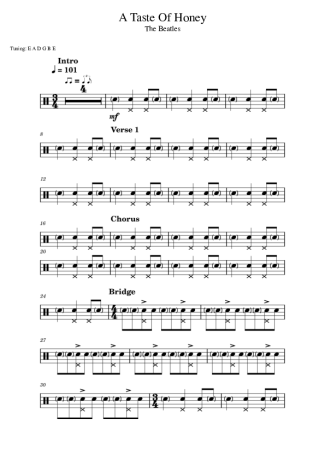 The Beatles A Taste Of Honey score for Drums