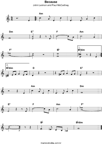 The Beatles Because score for Keyboard