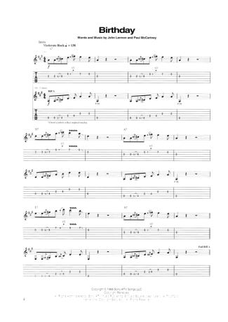 The Beatles Birthday score for Guitar