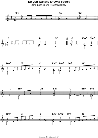 The Beatles Do You Want To Know a Secret score for Keyboard
