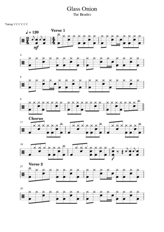 The Beatles Glass Onion score for Drums