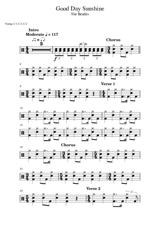 The Beatles Good Day Sunshine score for Drums