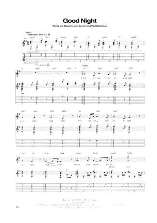 The Beatles Good Night score for Guitar