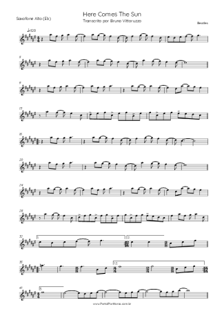 The Beatles Here Comes The Sun score for Alto Saxophone