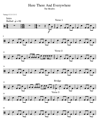 The Beatles Here There And Everywhere score for Drums
