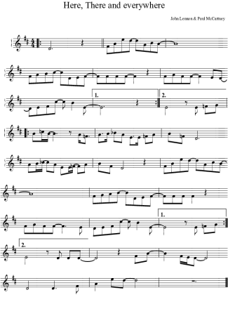 The Beatles Here and There Everywhere score for Keyboard