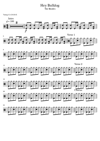 The Beatles Hey Bulldog score for Drums