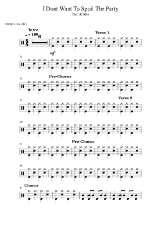 The Beatles I Don´t Want To Spoil The Party score for Drums