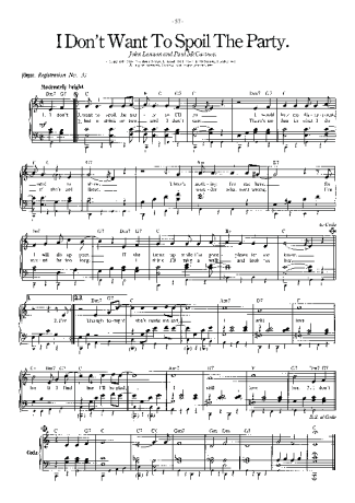 The Beatles I Don´t Want To Spoil The Party score for Piano
