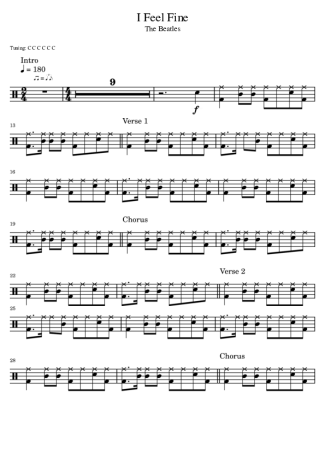 The Beatles I Feel Fine score for Drums