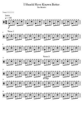 The Beatles I Should Have Known Better score for Drums