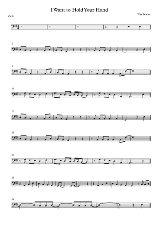 The Beatles I Want To Hold Your Hand score for Cello