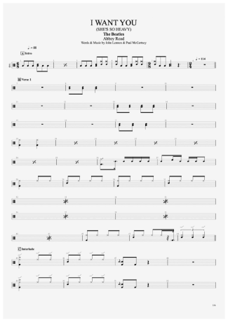 The Beatles I Want You (She´s So Heavy) score for Drums