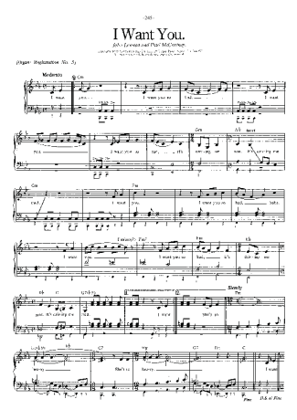 The Beatles I Want You score for Piano