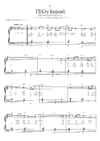 The Beatles I´ll Cry Instaed score for Piano