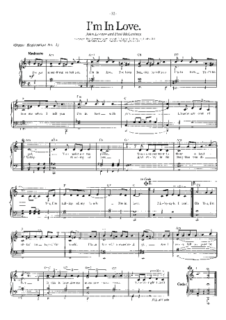 The Beatles I´m In Love score for Piano