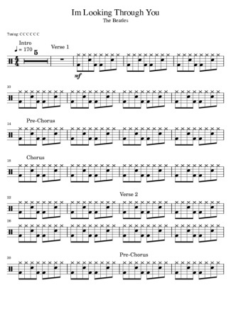 The Beatles I´m Looking Through You score for Drums