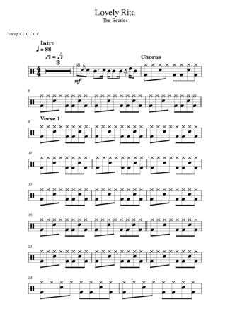 The Beatles Lovely Rita score for Drums