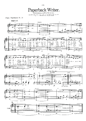 The Beatles Peperback Writer score for Piano