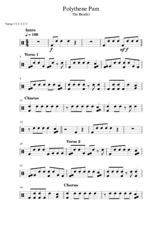 The Beatles Polythene Pam score for Drums