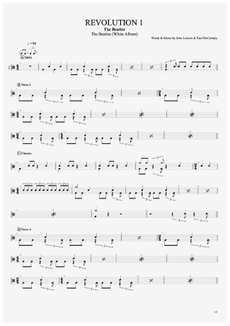 The Beatles Revolution 1 score for Drums