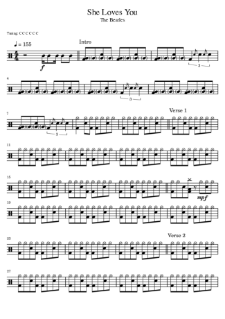 The Beatles She Loves You score for Drums