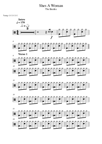 The Beatles She´s A Woman score for Drums