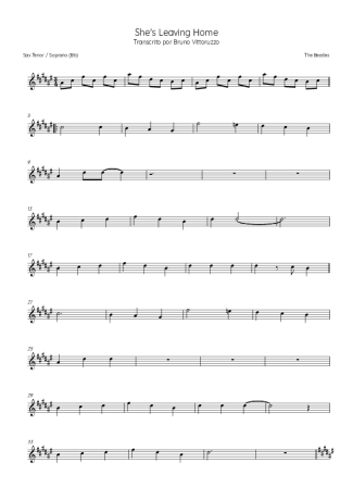 The Beatles She´s Leaving Home score for Tenor Saxophone Soprano (Bb)