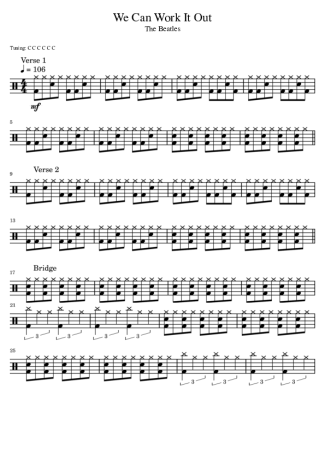 The Beatles We Can Work It Out score for Drums