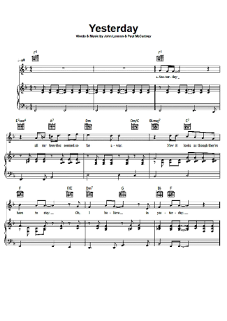 The Beatles Yesterday score for Piano