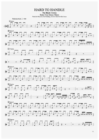 The Black Crowes Hard To Handle score for Drums