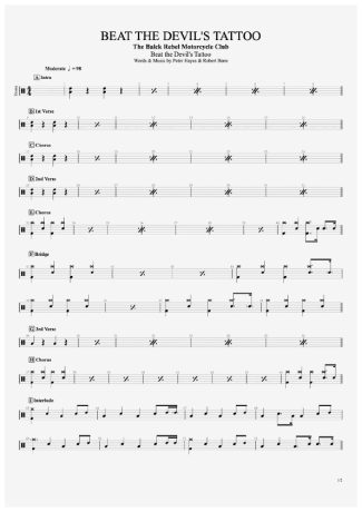 The Black Rebel Motorcycle Club Beat The Devil´s Tattoo score for Drums