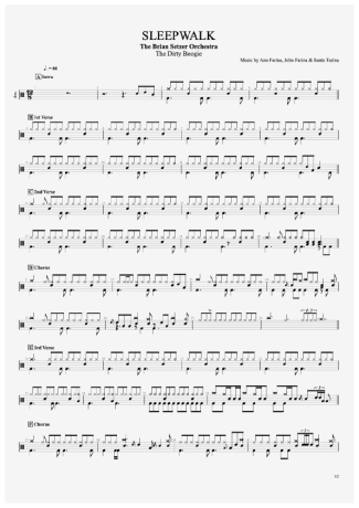 The Brian Setzer Orchestra Sleepwalk score for Drums