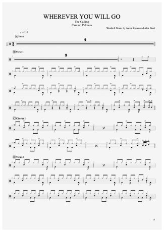 The Calling Wherever You Will Go score for Drums