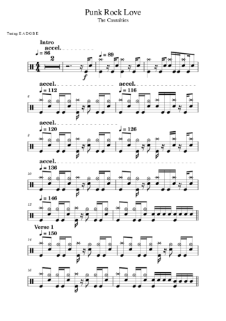 The Casualties Punk Rock Love score for Drums
