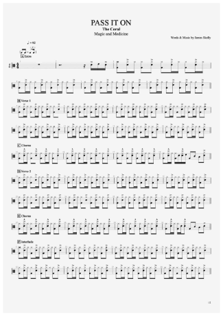 The Coral Pass It On score for Drums