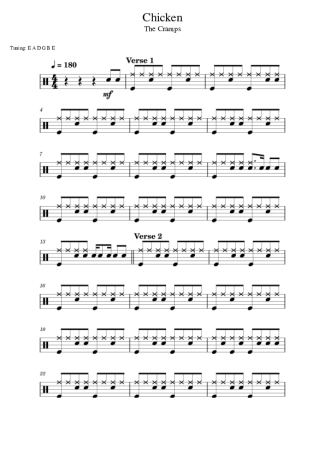 The Cramps Chicken score for Drums