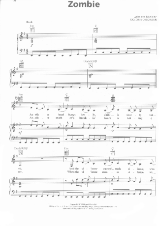 The Cranberries Zombie score for Piano