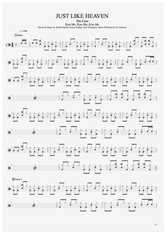 The Cure Just Like Heaven score for Drums