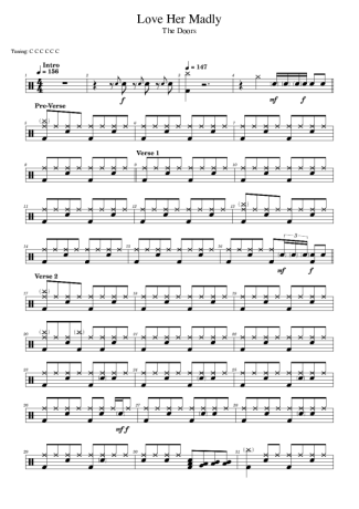 The Doors Love Her Madly score for Drums