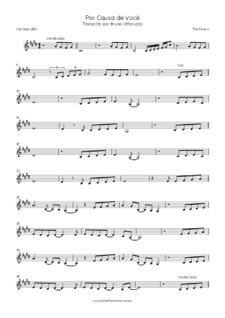 The Fevers Por Causa De Você score for Clarinet (Bb)