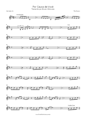 The Fevers Por Causa De Você score for Clarinet (C)