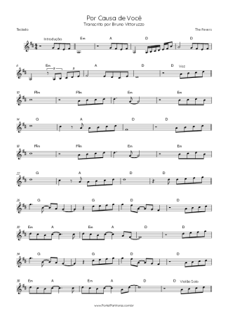 The Fevers Por Causa De Você score for Keyboard