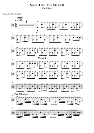 The Killers Smile Like You Mean It score for Drums