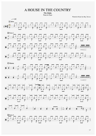 The Kinks A House In The Country score for Drums