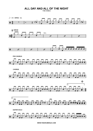 The Kinks All Day and All of The Night score for Drums